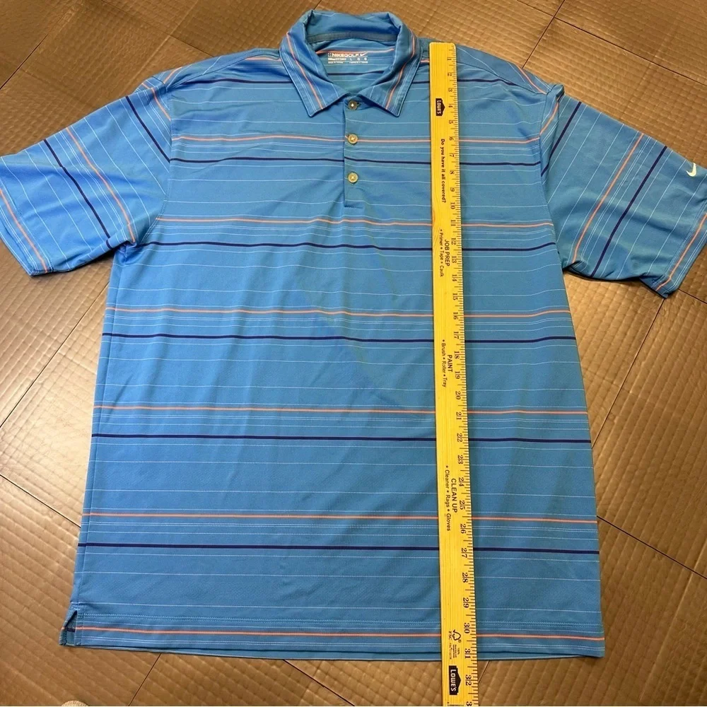 NIKE GOLF MENS BLUE STRIPE DRI FIT SIZE LARGE POLO SHIRT